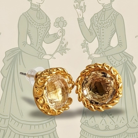 11.6 Carats Natural Prasiolite Green Amethyst Stud Earrings In 24k Gold Plated - Picture 1 of 4